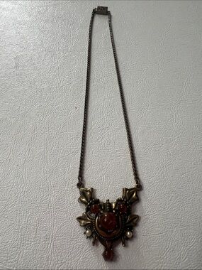 Vintage copper ornate filigree necklace